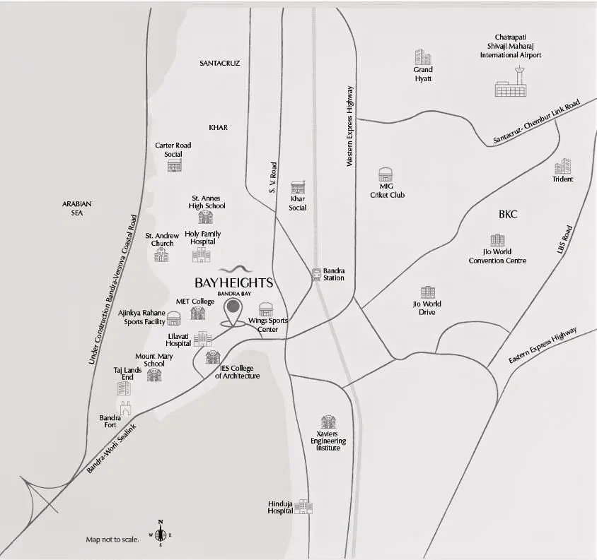 Hiranandani Bay Heights Bandra Location Map